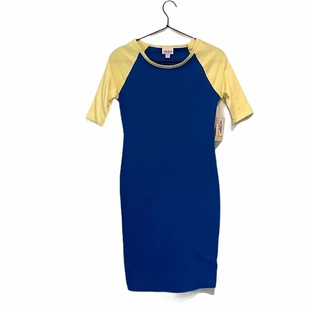 LuLaRoe Julia Dress Women’s XXS Raglan Blue NWT!